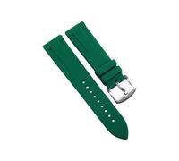 ROUHO 22mm Correa de Caucho Silicona, Impermeable Transpirable con Pasadores de Liberación Rápida para Citizen BN0191-55L BN0193-17E-Verde + Plata Hebilla
