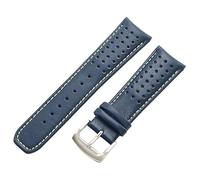 ROUHO 22mm Reemplazo Banda de Reloj Extremo Curvo Piel Genuina Correa Reloj para Citizen Eco-Drive Skyhawk A-T AT8020-54L-Amarillo + Plata Hebilla