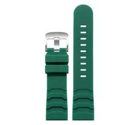 ROUHO 24mm Correa de Silicona Impermeable, Repuesto Deportivo para Reloj para Luminox Navy Seal 8821 3501 8831 3749 3741-Verde + Plata Hebilla