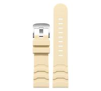 ROUHO 24mm Correa de Silicona Impermeable, Repuesto Deportivo para Reloj para Luminox Navy Seal 8821 3501 8831 3749 3741-Blanco + Plata Hebilla