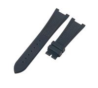 ROUHO 25x12mm Impermeable Caucho Correa Reloj Muesca Repuesto Duradera Silicona Banda Reloj para Patek Philippe Nautilus-Negro