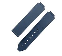 ROUHO 26 x 19mm Correa de Reloj Goma Silicona, Banda de Repuesto Duradera Impermeable Cierre Desplegable para Hublot Big Bang-Azul sin Hebilla