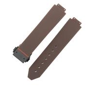ROUHO 26 x 19mm Correa de Reloj Goma Silicona, Banda de Repuesto Duradera Impermeable Cierre Desplegable para Hublot Big Bang-Marrón + Negro Hebilla