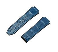 ROUHO 26 x 19mm Impermeable Forrada Piel Genuina Correa de Reloj Reemplazo Goma Banda Reloj para Hublot Big Bang-Azul sin Hebilla