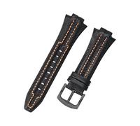 ROUHO 27 x 15mm Correa de Reloj Cuero Genuino, Pulsera de Repuesto Retro Duradera para Seiko SNL029P2 SNL021P1 SNA595P2 SNL017P1-Negro