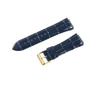 ROUHO 27 x 22mm Piel Genuina Correa de Reloj Grabada Reemplazo Hebilla Pasador Banda Reloj para Guess W0040G3 W0247G3 W0040G7-Azul + Oro