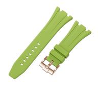 ROUHO 27mm Impermeable Silicona Reloj Correa Hebilla con Broche Caucho Pulsera para Ap Casio GA-2100 2110-Ciano + Oro Rosa Hebilla