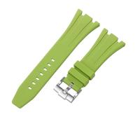 ROUHO 27mm Impermeable Silicona Reloj Correa Hebilla con Broche Caucho Pulsera para Ap Casio GA-2100 2110-Ciano + Plata Hebilla