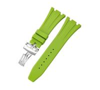 ROUHO 27mm Impermeable Silicona Reloj Correa Reemplazo Pulsera Accesorios para Ap Audemars Piguet Royal Oak Casio GA-2100-Ciano + Plata Hebilla