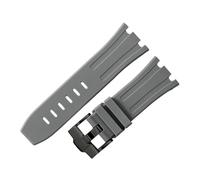 ROUHO 28 mm Caucho Silicona Reloj Correa Suave Pulsera con Hebilla Negra para Ap Royal Oak Offshore Diver 15710 15703 26470 15707 26703-Gris