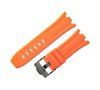 ROUHO 28 mm Caucho Silicona Reloj Correa Suave Pulsera con Hebilla Negra para Ap Royal Oak Offshore Diver 15710 15703 26470 15707 26703-Naranja