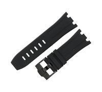 ROUHO 28 mm Caucho Silicona Reloj Correa Suave Pulsera con Hebilla Negra para Ap Royal Oak Offshore Diver 15710 15703 26470 15707 26703-Negro