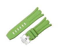 ROUHO 28 mm Silicona Caucho Reloj Correa Plata Hebilla con Broche para Ap Audemars Piguet Royal Oak 15710 15703 26470 15707 26703-Ciano