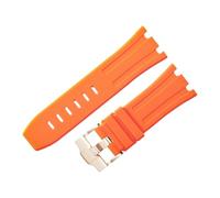 ROUHO 28 x 24mm Modificado Silicona Reloj Correa Ajustable Hebilla con Broche Pulsera para Audemars Piguet Ap Royal Oak Offshore Diver 15710 15703 26470 15707 26703-Naranja