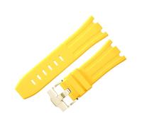 ROUHO 28mm Fluoruro Caucho Silicona Reloj Correa Impermeable Pulsera para Audemars Piguet Ap Royal Oak Offshore Diver 15710 15703 26470 15707 26703-Amarillo