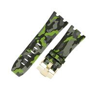 ROUHO 28mm Fluoruro Caucho Silicona Reloj Correa Impermeable Pulsera para Audemars Piguet Ap Royal Oak Offshore Diver 15710 15703 26470 15707 26703-Camuflaje Verde