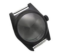 ROUHO 38mm Reloj Mod Caja Ajuste para Movimiento Automático NH35 NH36 Acero Inoxidable Reloj Modificación Kit para Seiko-Negro