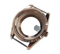 ROUHO 39mm Kit Caja Reloj, para Movimiento 8285 31mm Esfera, Bisel Estriado Acero Inoxidable Fondo Transparente Caja Reloj para Rolex Datejust Day-Date-Oro Rosa