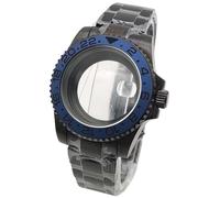 ROUHO 40mm Reemplazo Buceo Caja Reloj Negro Acero Inoxidable 120 Clics Bisel Giratorio, Ajuste para Movimiento NH35 4R36, Reloj Brazalete Modificación Kit para Rolex Sub-G 20