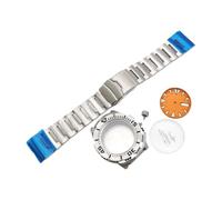 ROUHO 42mm Acero Inoxidable Reloj Modificación Kit, Ajuste para Movimiento NH35 NH36 29mm Anillo, Reemplazo Mod Partes para Seiko-Carcasa Reloj + Pulsera + Naranja Esferas + Agujas de Reloj