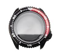 ROUHO 42mm Fondo Sólido Negro Caja Reloj, Ajuste para Movimiento NH35 NH36 3.8 Corona Roscada, Reloj Modificación Caja con Inserto Bisel para Seiko SKX007-H