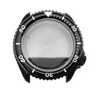 ROUHO 42mm Fondo Sólido Negro Caja Reloj, Ajuste para Movimiento NH35 NH36 3.8 Corona Roscada, Reloj Modificación Caja con Inserto Bisel para Seiko SKX007-I