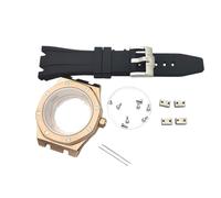 ROUHO 42mm Octagonal Caja Reloj & Brazalete, Ajuste para Movimiento NH35 NH36 31,8mm Esfera, Deporte Reloj Modificación Kit para Audemars Piguet Royal Oak-Oro Rosa + Negro