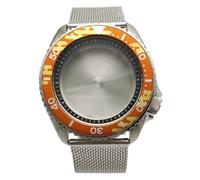 ROUHO 42mm Vintage Buceo Caja Reloj + Acero Inoxidable Brazalete Malla, Ajuste para Movimiento NH35 NH36 4R36A, Reloj Modificación Partes para Seiko SKX007-V 5