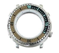 ROUHO 43,3mm Blindado Buceo Reloj Modding Caja Ajuste para Movimiento NH34 NH35 NH36 NH38, Acero Inoxidable Armadura Luminoso Inserto Bisel Reloj Modificación Kit para Seiko Prospex Tuna-F