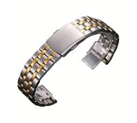 ROUHO Accesorios Brazalete de Reloj Acero Inoxidable Liberación Rápida Hebilla Desplegable Reemplazo Piezas Correa Reloj-Plata Oro 2 20mm