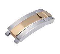 ROUHO Acero Inoxidable Cierre Despliegue Reloj, Reemplazo Hebilla Deslizante Correa Pulsera para Rolex Daytona Submariner Oyster Perpetual-Plata Oro