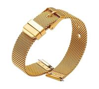 ROUHO Acero Inoxidable Hebilla Pasador Correa de Reloj 0.6mm Grosor Malla Tejida Brazalete Reloj Compatible con Daniel Wellington-Oro 18mm