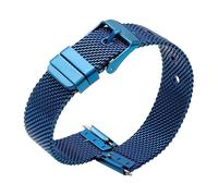 ROUHO Acero Inoxidable Hebilla Pasador Correa de Reloj 0.6mm Grosor Malla Tejida Brazalete Reloj Compatible con Daniel Wellington-Azul 10mm