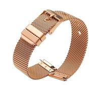 ROUHO Acero Inoxidable Hebilla Pasador Correa de Reloj 0.6mm Grosor Malla Tejida Brazalete Reloj Compatible con Daniel Wellington-Oro Rosa 16mm