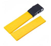 ROUHO Ajustable Silicona Reemplazo Reloj Correa Suave Caucho Reloj Pulsera Accesorios para Breitling Avenger Colt Superocean Challenger-Amarillo + Negro Hebilla 24mm