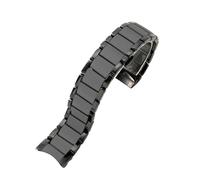 ROUHO Brazalete de Reloj Duradero Ligero Eslabón Curvo, Banda con Cierre Desplegable Hombre Mujer para Armani-AR1451 Negro Mate 24mm