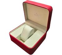 ROUHO Caja de Reloj Pesada Cuero PU Rojo Núcleo Madera Maciza Cojín Terciopelo Almacenamiento Joyas Exhibidor para Omega Speedmaster