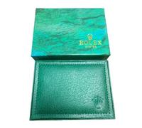 ROUHO Caja de Reloj Rectangular Verde Cuero Sintético Costura Blanca Interior de Esponja para Rolex