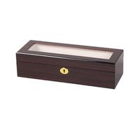 ROUHO Caja Expositora Relojes, 6 Compartimentos y Divisiones Organizador Joyas Madera