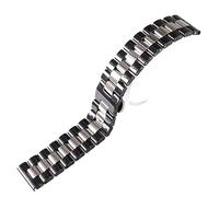 ROUHO Cerámica Reloj Correa de Ajuste Universal Reloj Correa de Interfaz Plana Reloj Accesorios de Repuesto-Negro + Plata 22mm