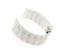 ROUHO Cerámica Reloj Correa Interfaz Plana Universal Reloj Correa Pulseras de Reloj de 3 Cuentas-Blanco 21mm