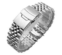 ROUHO Clásico Metal Reemplazo Correa de Reloj Cierre Desplegable Brazalete Reloj Accesorios para Seiko Turtle SKX 5 Sports Prospex-Plata 2 22mm