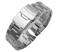 ROUHO Clásico Metal Reemplazo Correa de Reloj Cierre Desplegable Brazalete Reloj Accesorios para Seiko Turtle SKX 5 Sports Prospex-Plata 1 22mm