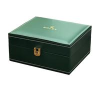 ROUHO Cofre Madera Pesada Reloj Exterior Pespunteado Verde Herrajes Oro Forro Terciopelo Suave Formato Grande Organizador Relojes para Rolex Cosmograph Daytona
