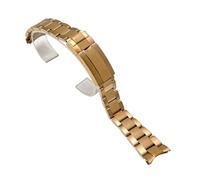 ROUHO Correa Acero Inoxidable 20mm 21mm Pulsera Metal Recambio Extremo Curvo Eslabones Plata Oro para Rolex Cosmograph Daytona - Oro Rosa 20mm