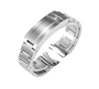 ROUHO Correa Acero Inoxidable 20mm 21mm Pulsera Metal Recambio Extremo Curvo Eslabones Plata Oro para Rolex Cosmograph Daytona - Plata Mate 21mm