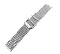 ROUHO Correa Acero Inoxidable Brazalete Metálico Malla 20mm 22mm Repuesto Plata Pulida Extremo Recto Alambre Tejido Milanesa Fina for IWC Portofino - 20mm