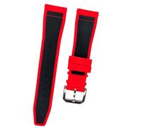 ROUHO Correa de Caucho Impermeable, Repuesto de Silicona Suave Sofisticada para IWC Mark XVIII Le Petit Prince-Rojo + Plata Hebilla 22mm