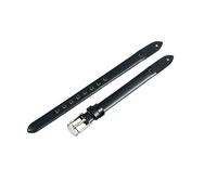 ROUHO Correa de Reloj Repuesto Atornillable, Banda de Cuero Genuino Mujer para Fossil Virginia ES3861 ES3269 ES3284 ES3282 ES3405 ES3921-Negro + Plata Hebilla