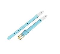 ROUHO Correa de Reloj Repuesto Atornillable, Banda de Cuero Genuino Mujer para Fossil Virginia ES3861 ES3269 ES3284 ES3282 ES3405 ES3921-Azul Claro + Oro Hebilla